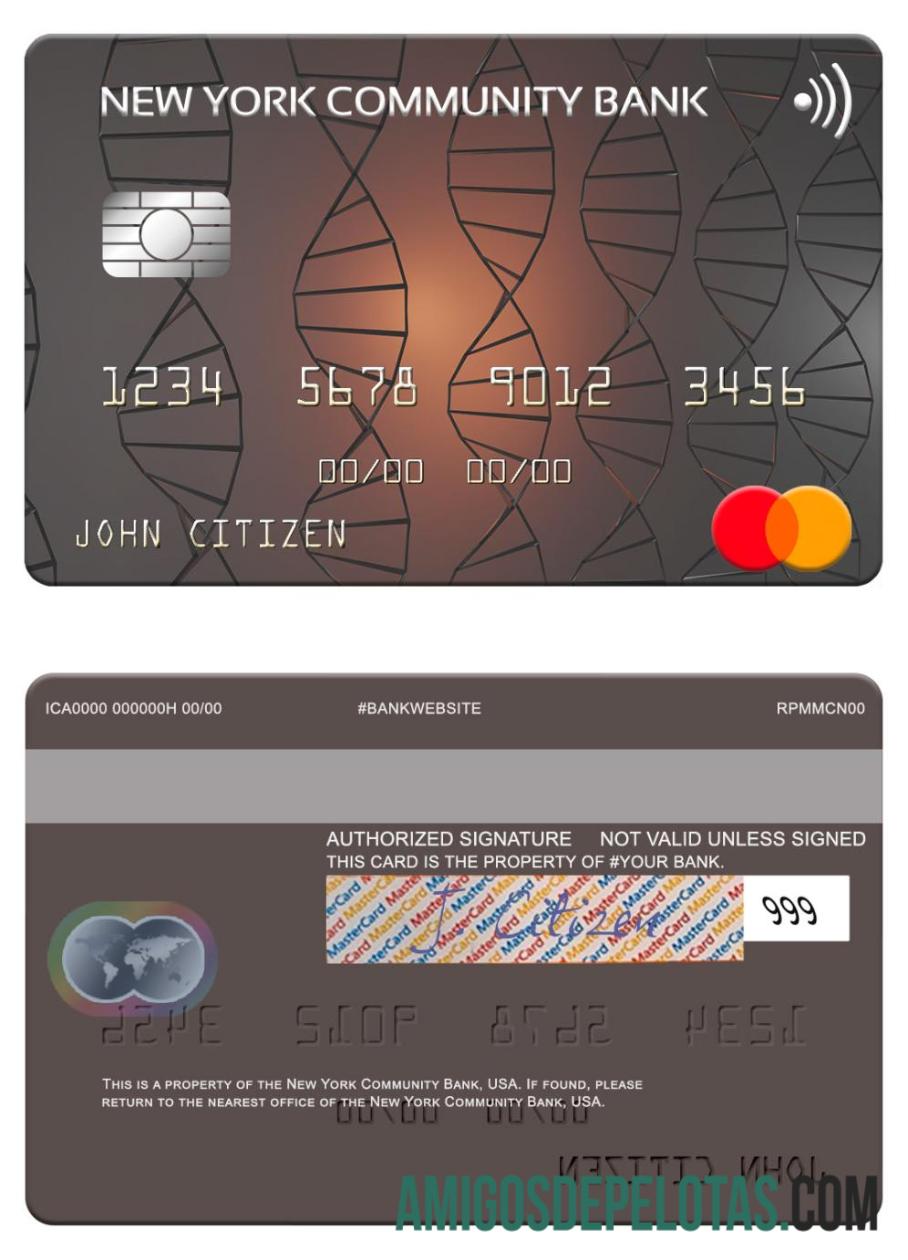 Mastercard do Banco Comunitário dos EUA em Nova York exemplo